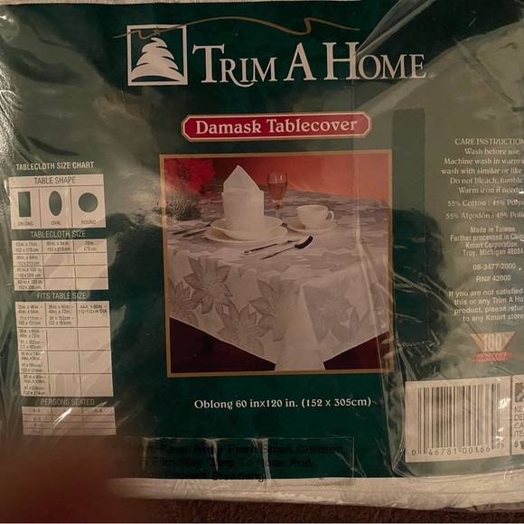 Damask Tablecloth.  60 X 120 in. - Picture 3 of 7